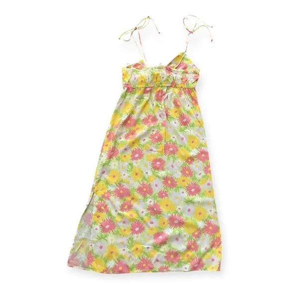 Miss Selfridge Womens Petite bunny tie midi slip dress in bright sunflower - Picture 7 of 8